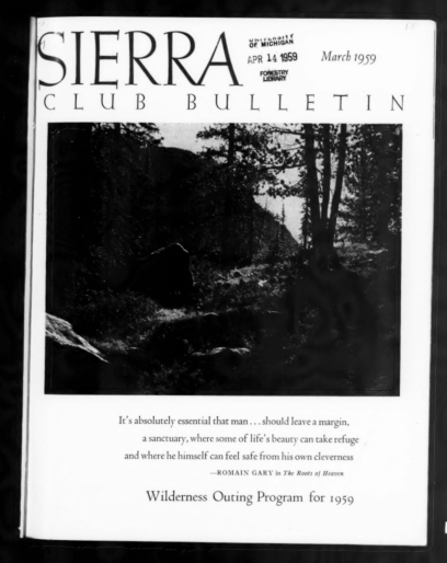 Sierra Club Bulletin 1959 Vol 44 No 3 March cover